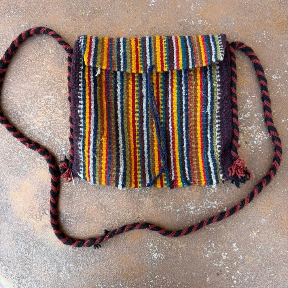 Vibrant stipend multicolor crossbody woven knit felt bag
